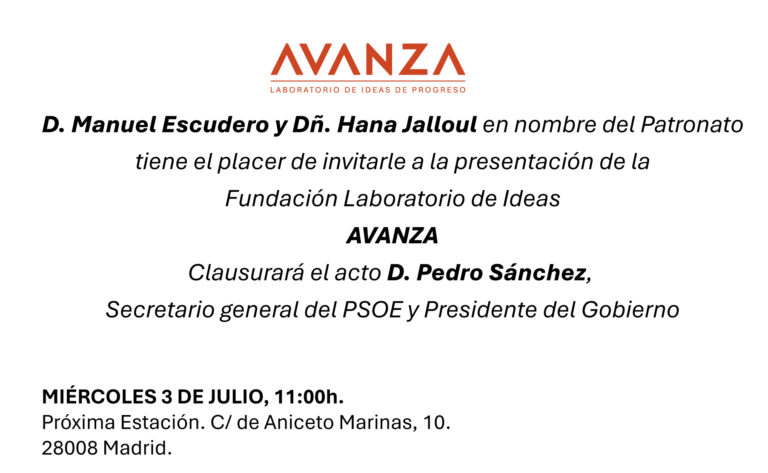 Invitación a la presentación de la Fundación Avanza en Madrid