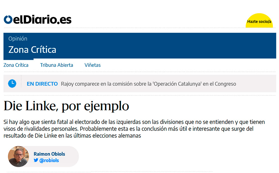 Artículo de Raimon Obiols en El diario sobre elecciones alemanas