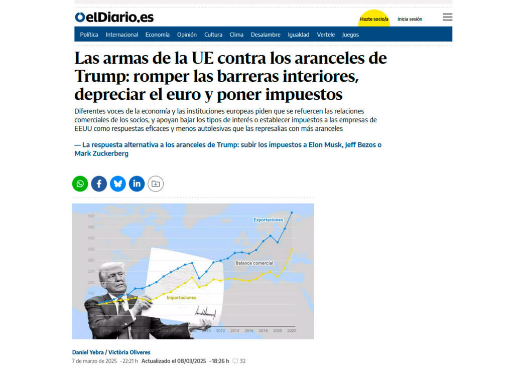 Información El diario respuesta Europa a las políticas aranceralias Trump